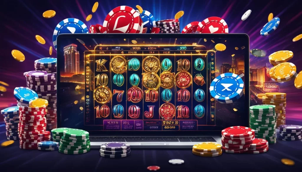 Các quân bài poker và chip trên bàn chơi